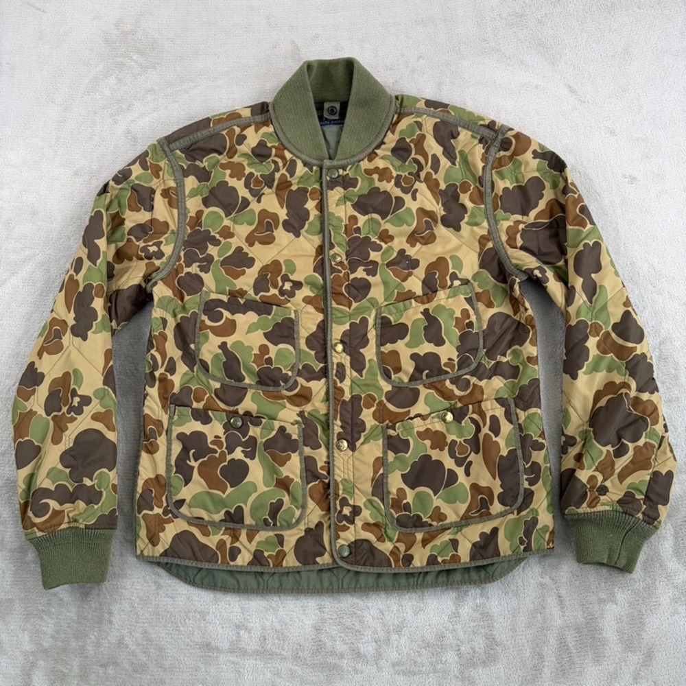 Polo Ralph Lauren Hunting Military Quilt Jacket in Duck Camo Men Medium Snap